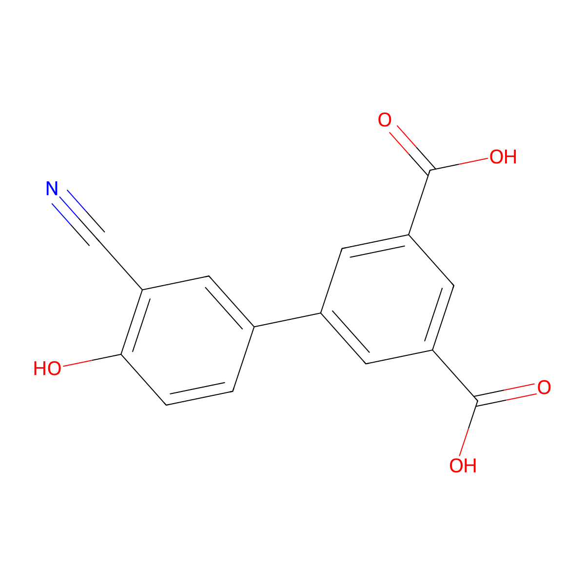 2-Cyano-4-(3,5-dicarboxyphenyl)phenol molecular structure, CAS 1261987-38-5