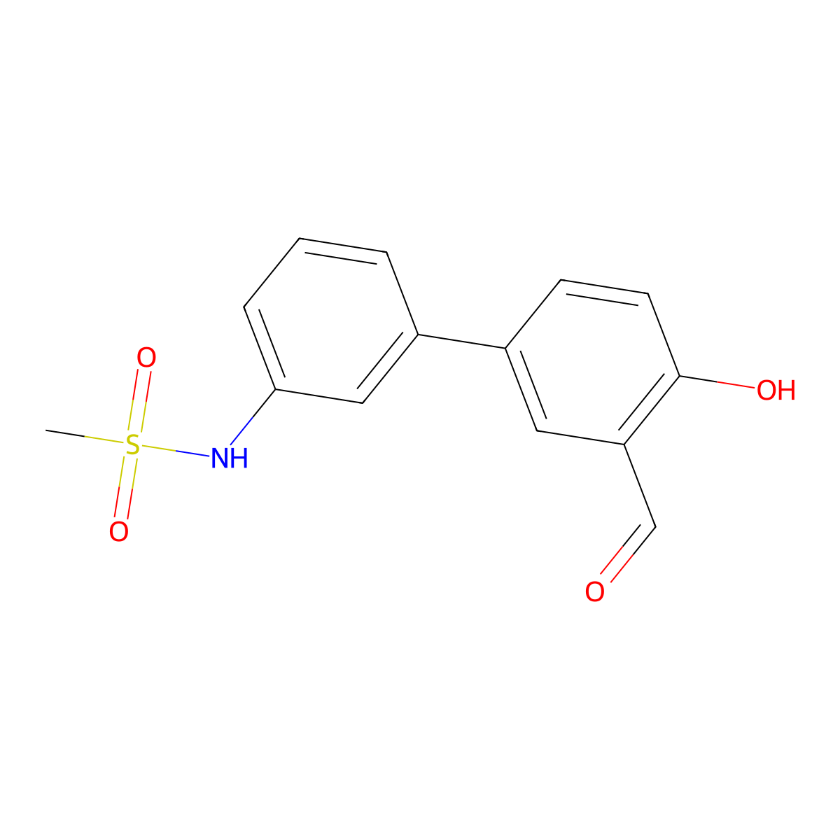 2-Formyl-4-(3-methylsulfonylaminophenyl)phenol molecular structure, CAS 1261987-42-1
