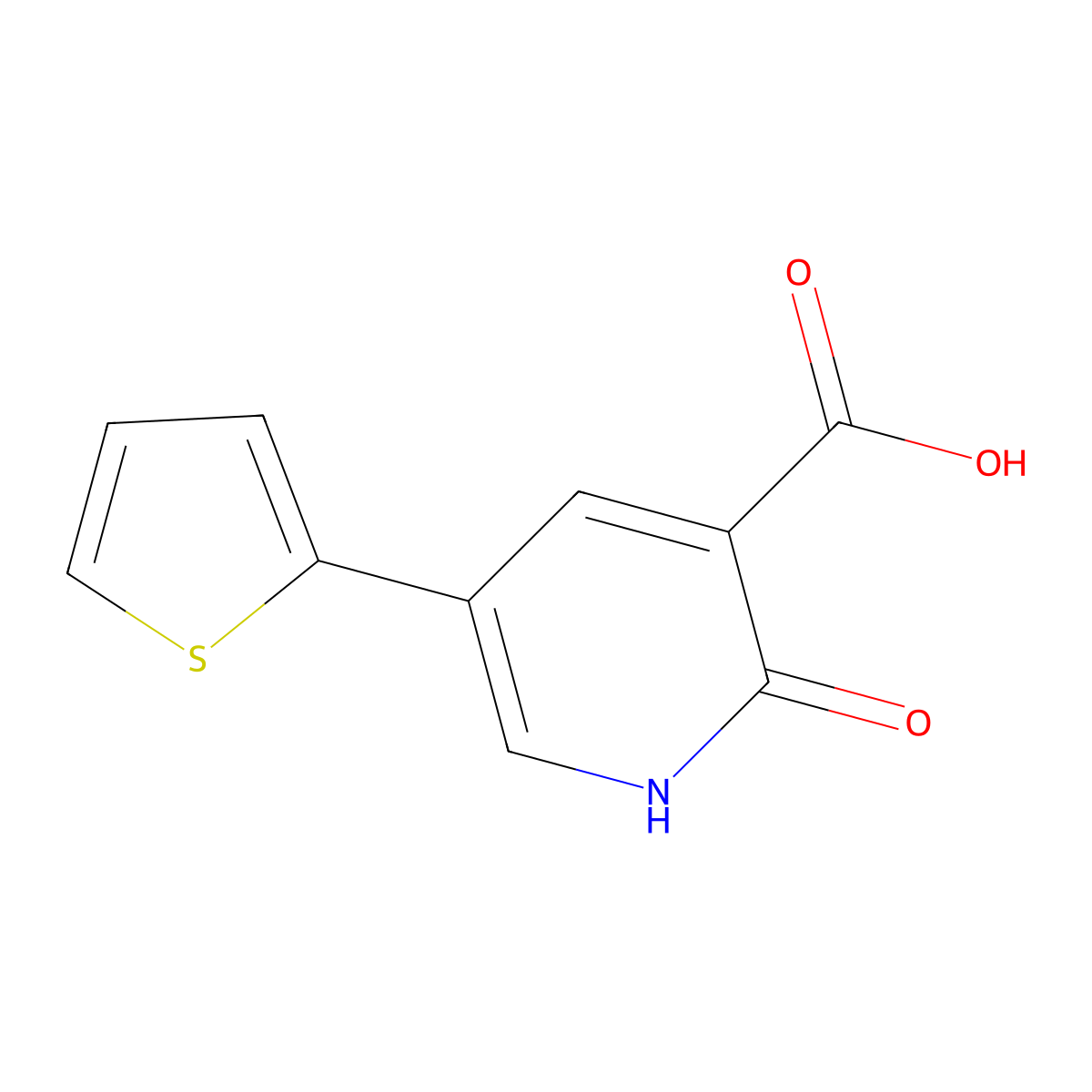 2-Hydroxy-5-(thiophen-2-yl)pyridine-3-carboxylic acid molecular structure, CAS 1261987-89-6