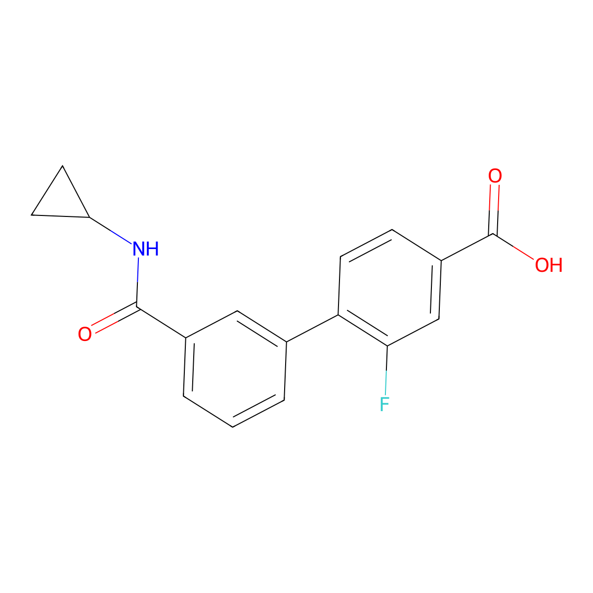 4-[3-(Cyclopropylaminocarbonyl)phenyl]-3-fluorobenzoic acid molecular structure, CAS 1261987-90-9