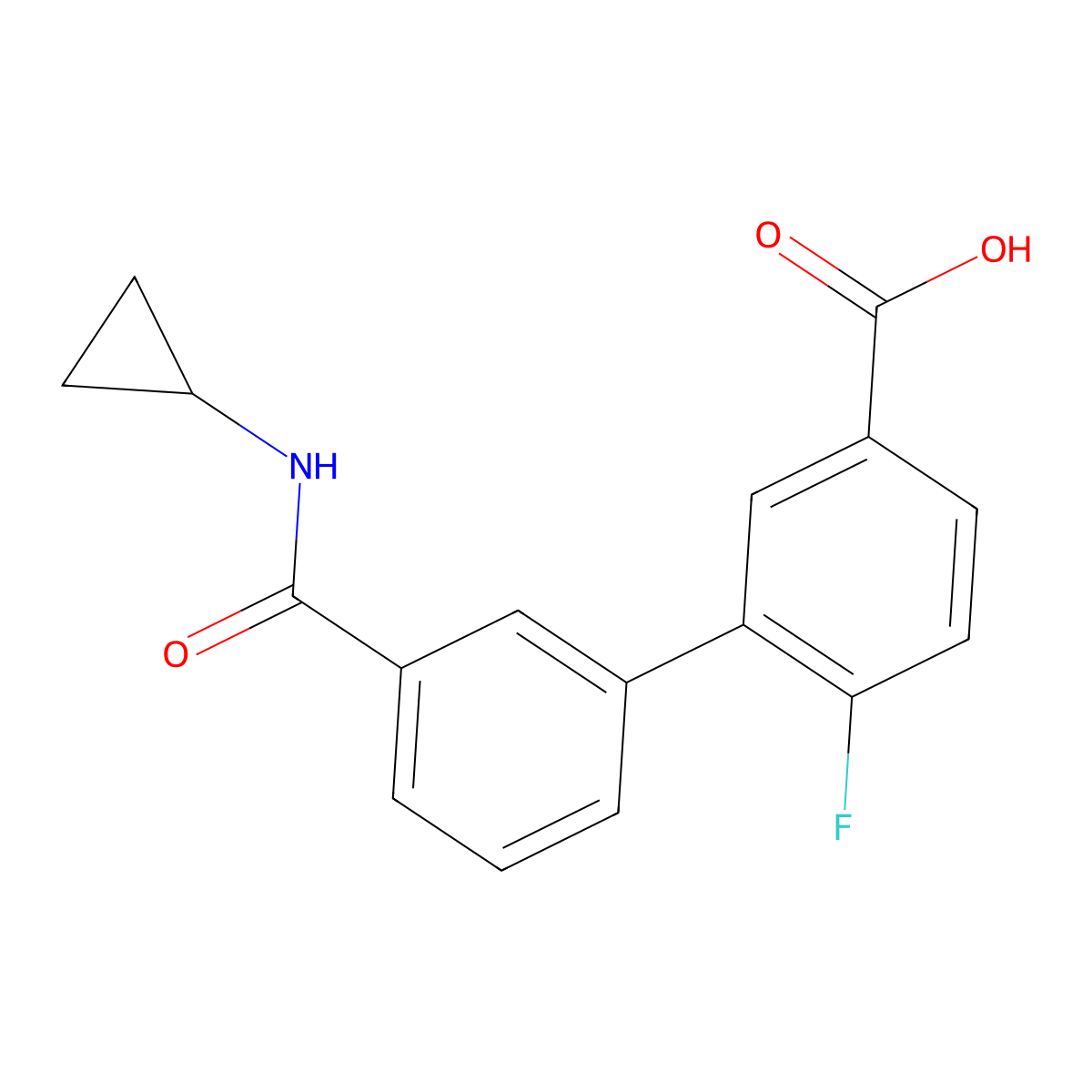3-[3-(Cyclopropylaminocarbonyl)phenyl]-4-fluorobenzoic acid molecular structure, CAS 1261987-96-5