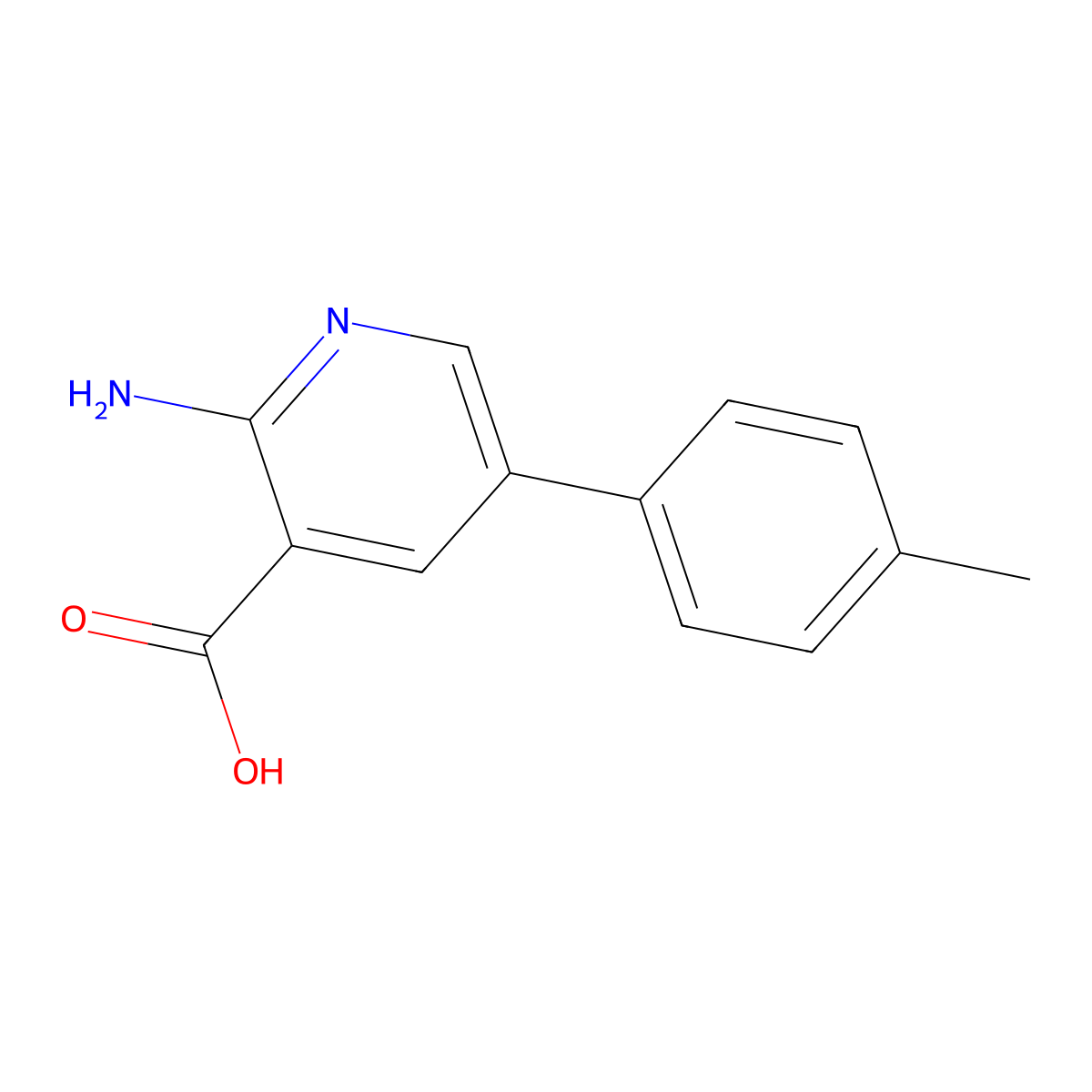 2-Amino-5-(4-methylphenyl)pyridine-3-carboxylic acid molecular structure, CAS 1261988-21-9