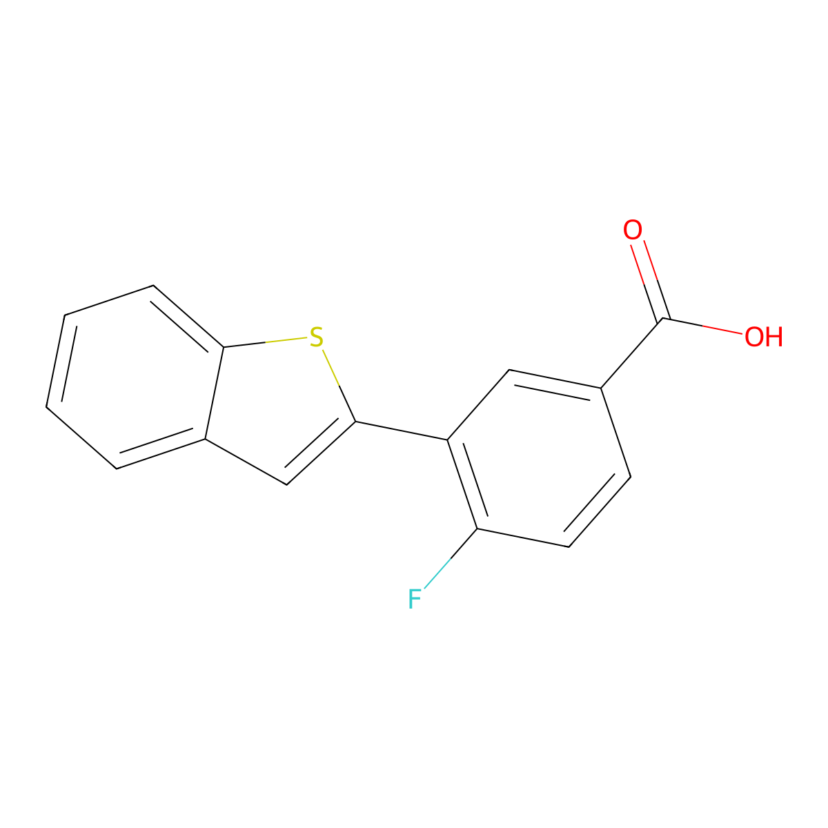 3-[Benzo(b)thiophen-2-yl]-4-fluorobenzoic acid molecular structure, CAS 1261988-38-8
