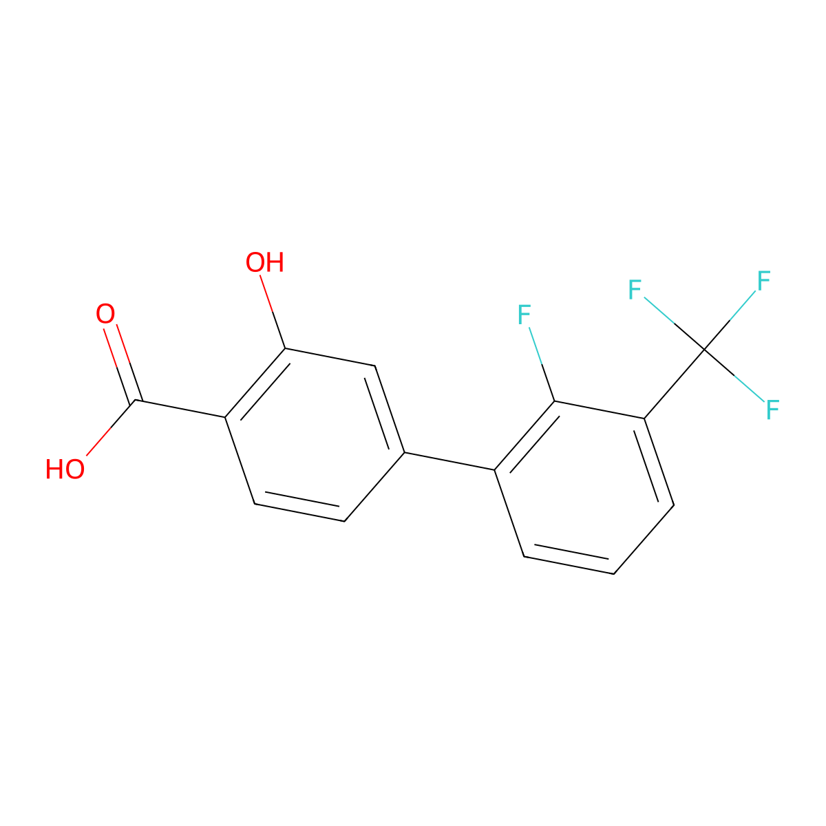 4-(2-Fluoro-3-trifluoromethylphenyl)-2-hydroxybenzoic acid molecular structure, CAS 1261988-42-4