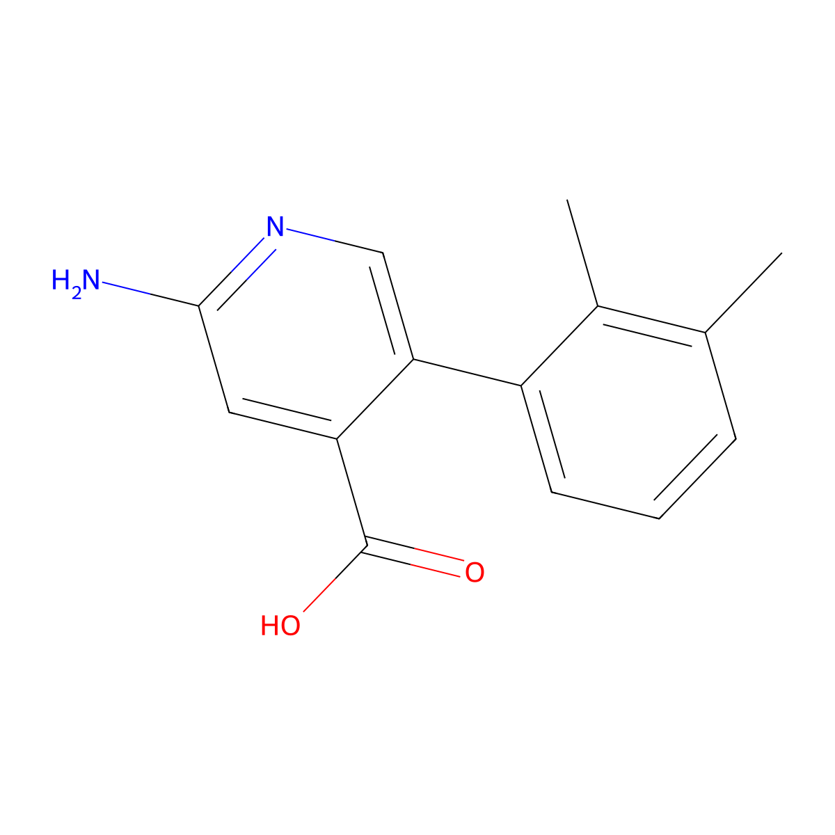 2-Amino-5-(2,3-dimethylphenyl)pyridine-4-carboxylic acid molecular structure, CAS 1261988-59-3