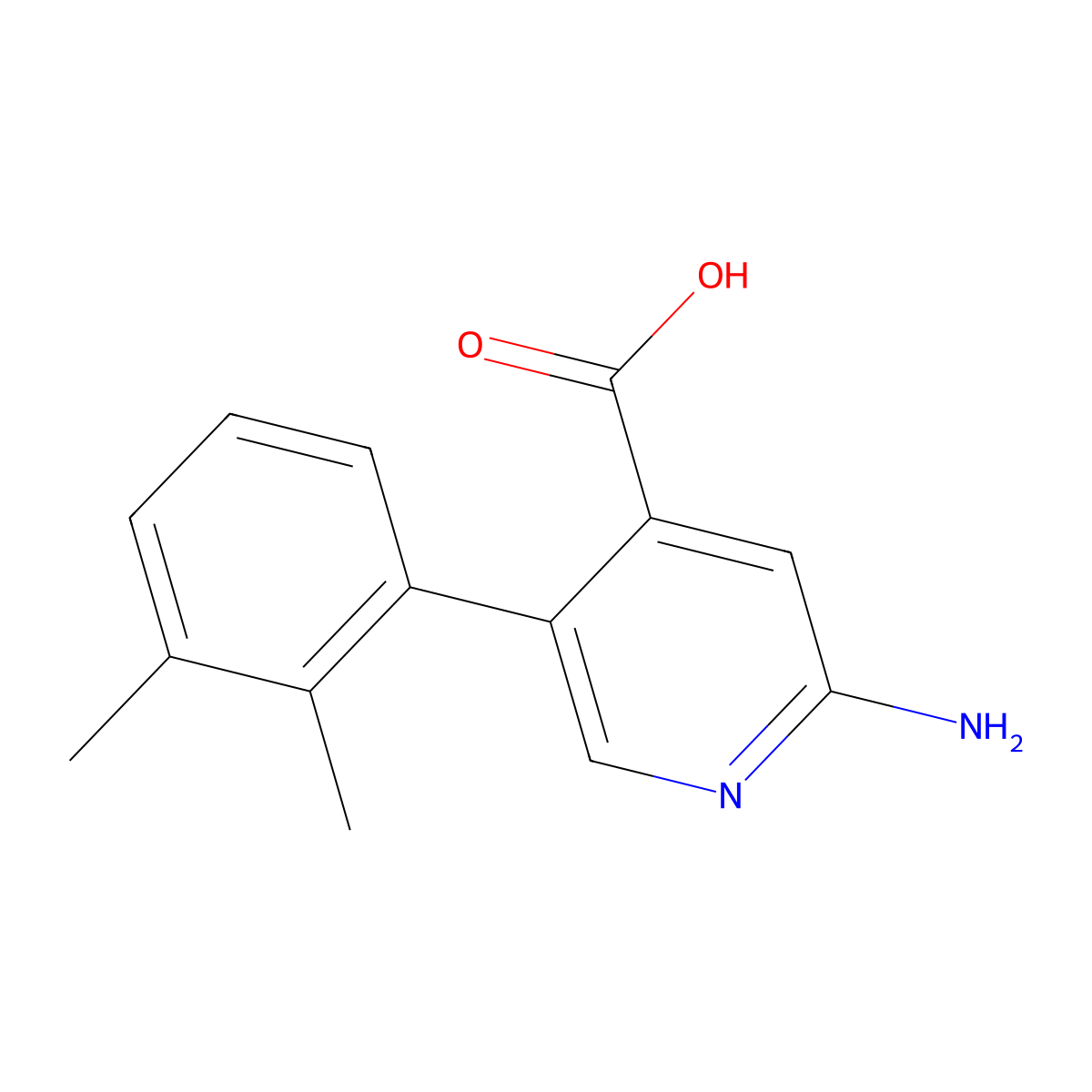 2-Amino-5-(2,3-dimethylphenyl)pyridine-4-carboxylic acid molecular structure, CAS 1261988-59-3