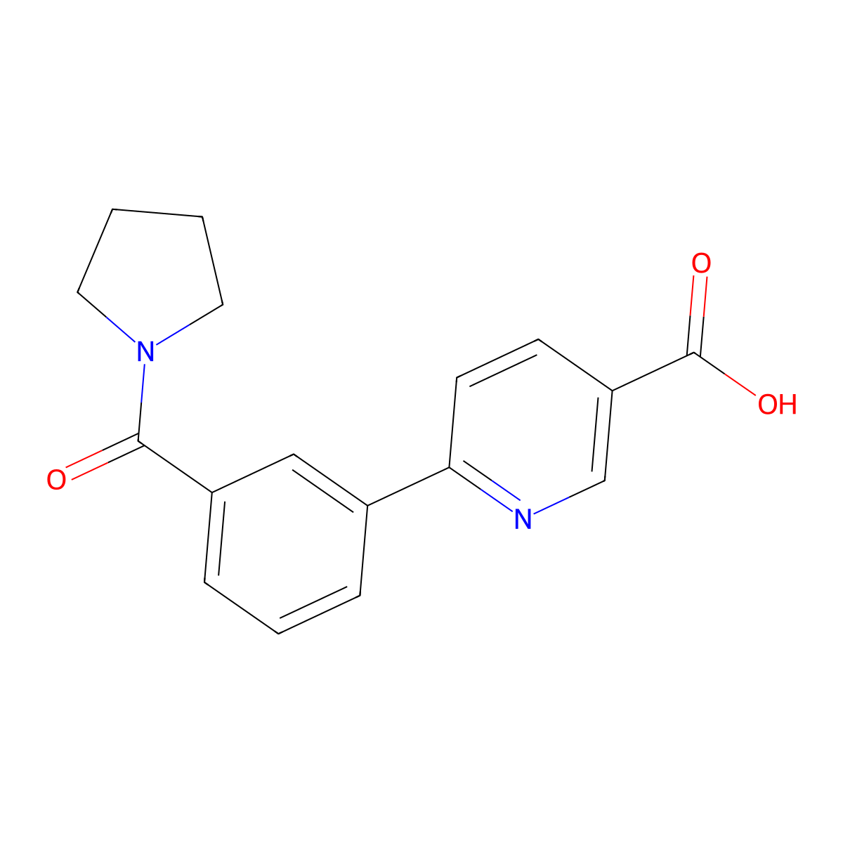 6-(3-Pyrrolidinylcarbonylphenyl)nicotinic acid molecular structure, CAS 1261988-85-5