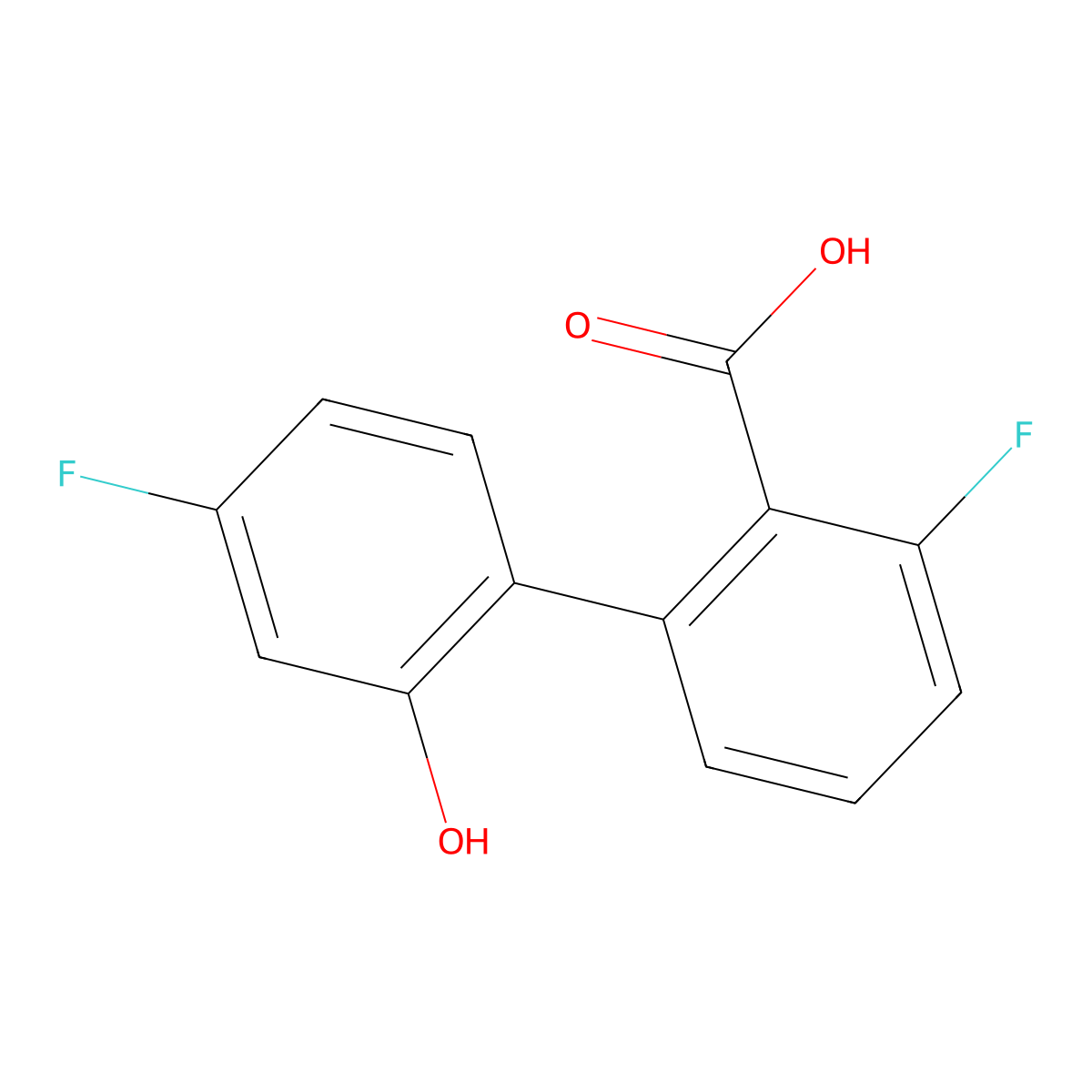 6-Fluoro-2-(4-fluoro-2-hydroxyphenyl)benzoic acid molecular structure, CAS 1261989-03-0
