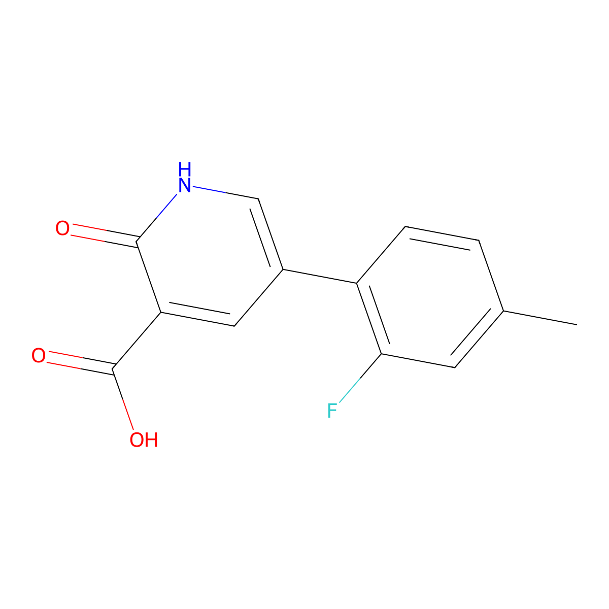 5-(2-Fluoro-4-methylphenyl)-2-hydroxynicotinic acid molecular structure, CAS 1261989-12-1