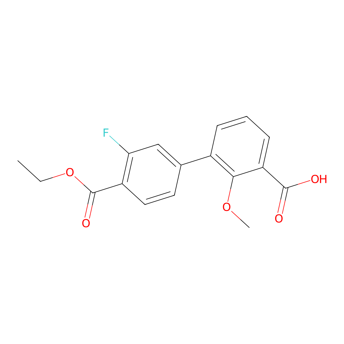 3-[4-(Ethoxycarbonyl)-3-fluorophenyl]-2-methoxybenzoic acid molecular structure, CAS 1261989-22-3