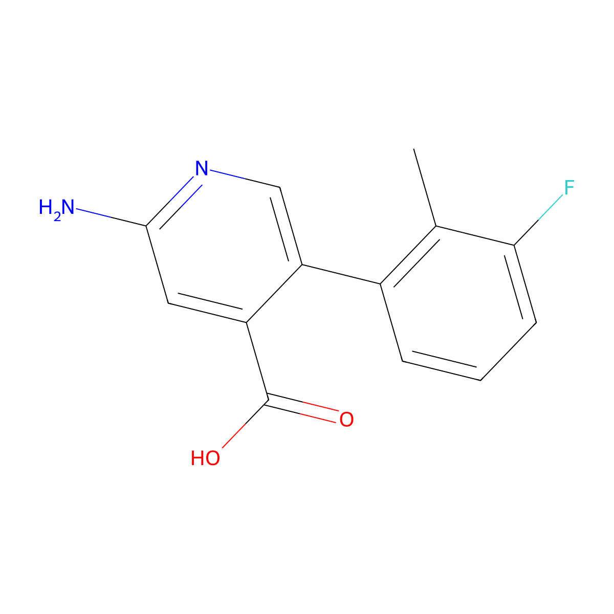 2-Amino-5-(3-fluoro-2-methylphenyl)pyridine-4-carboxylic acid molecular structure, CAS 1261989-24-5