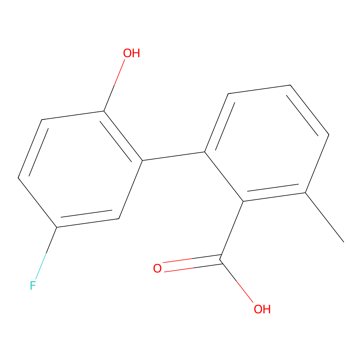 2-(5-Fluoro-2-hydroxyphenyl)-6-methylbenzoic acid molecular structure, CAS 1261989-29-0