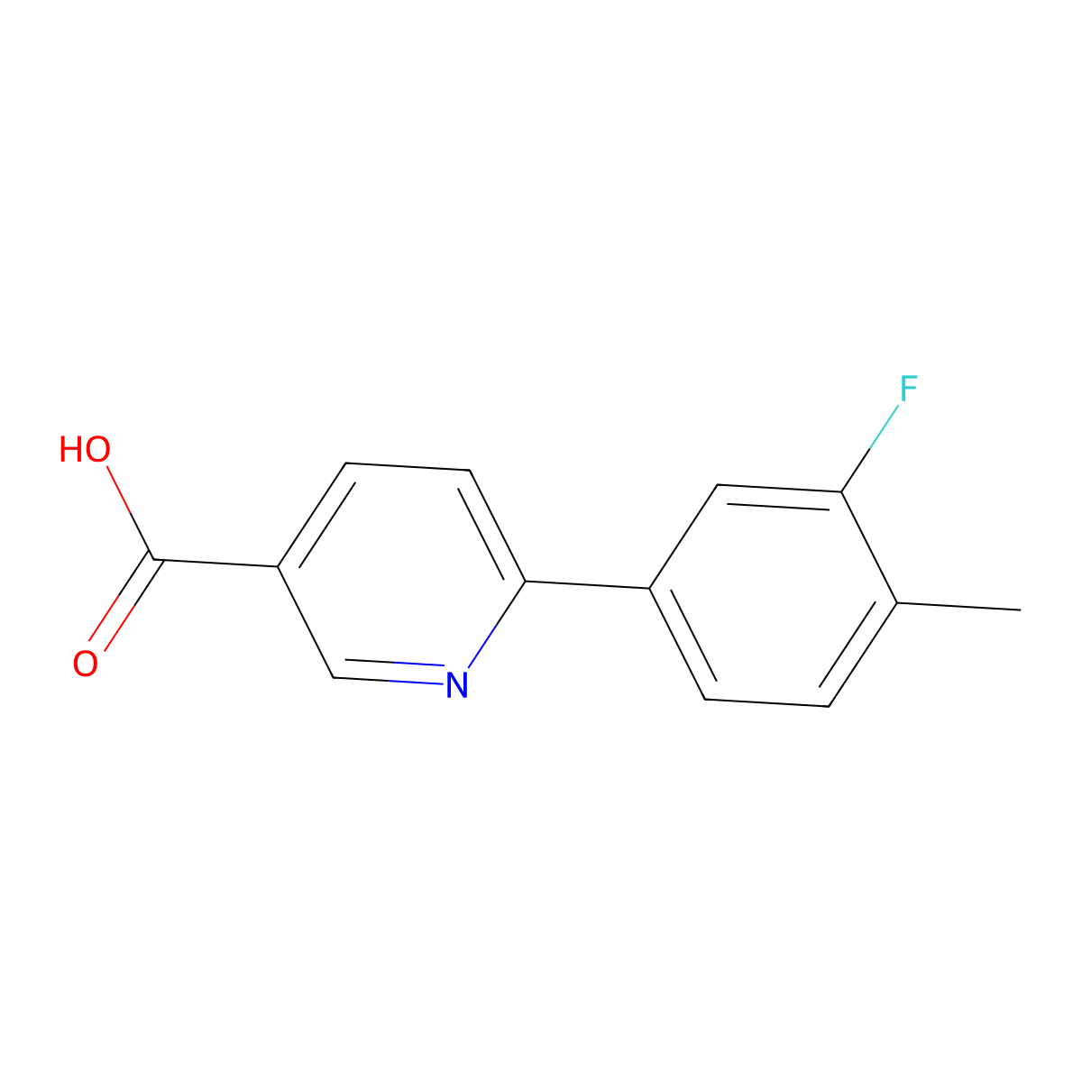 6-(3-Fluoro-4-methylphenyl)pyridine-3-carboxylic acid molecular structure, CAS 1261989-30-3