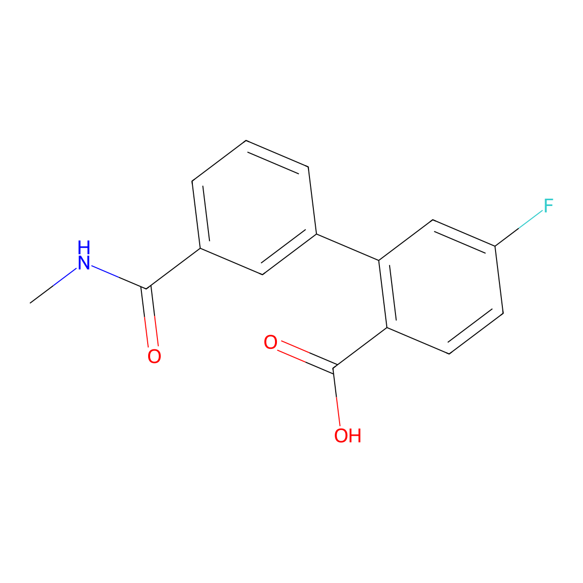 4-Fluoro-2-[3-(N-methylaminocarbonyl)phenyl]benzoic acid molecular structure, CAS 1261989-43-8