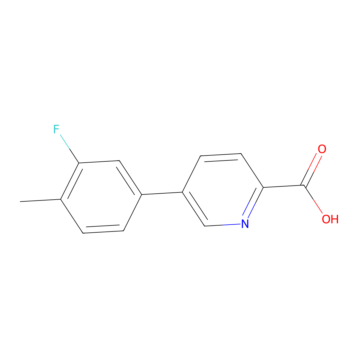 5-(3-Fluoro-4-methylphenyl)picolinic acid molecular structure, CAS 1261989-44-9