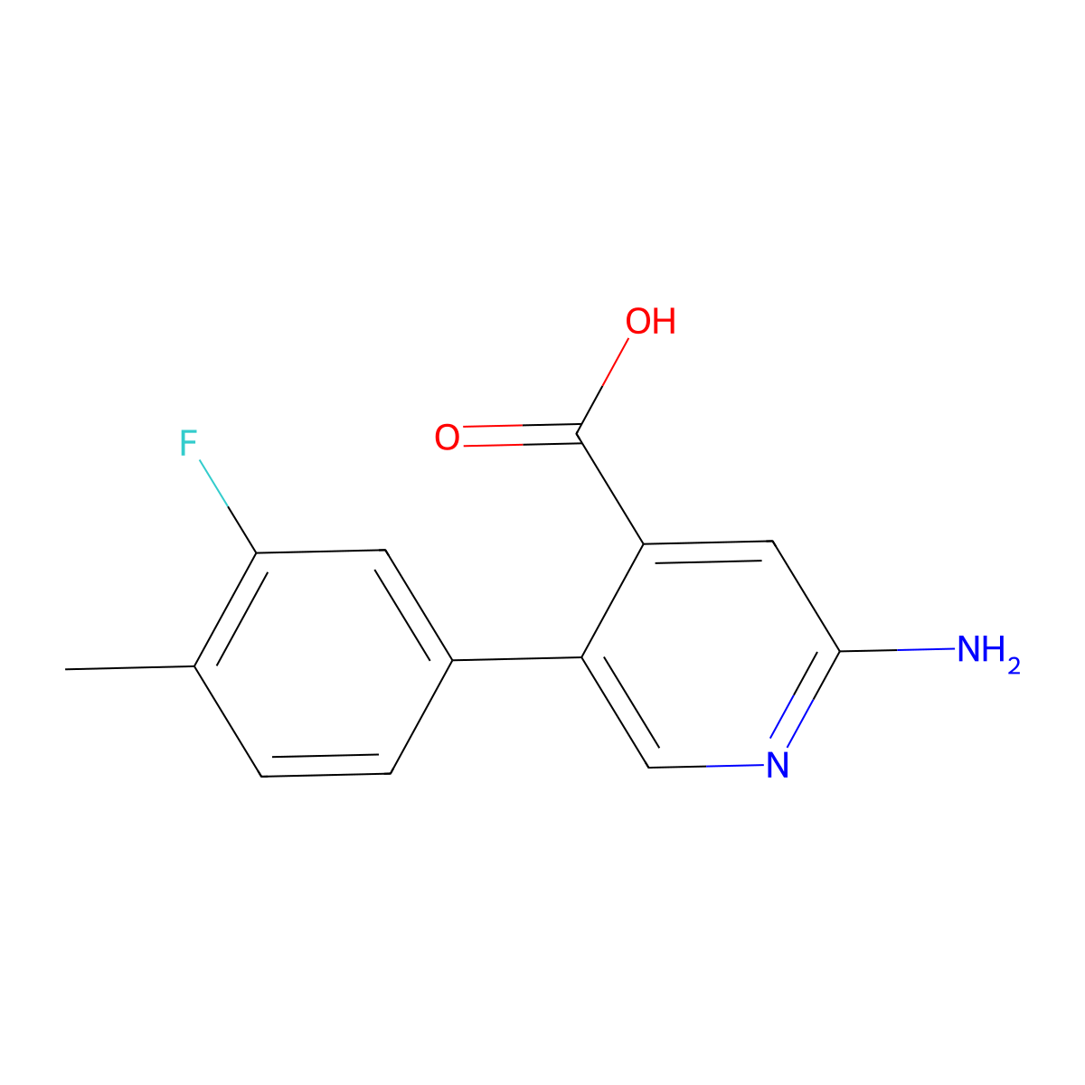 2-Amino-5-(3-fluoro-4-methylphenyl)pyridine-4-carboxylic acid molecular structure, CAS 1261989-51-8