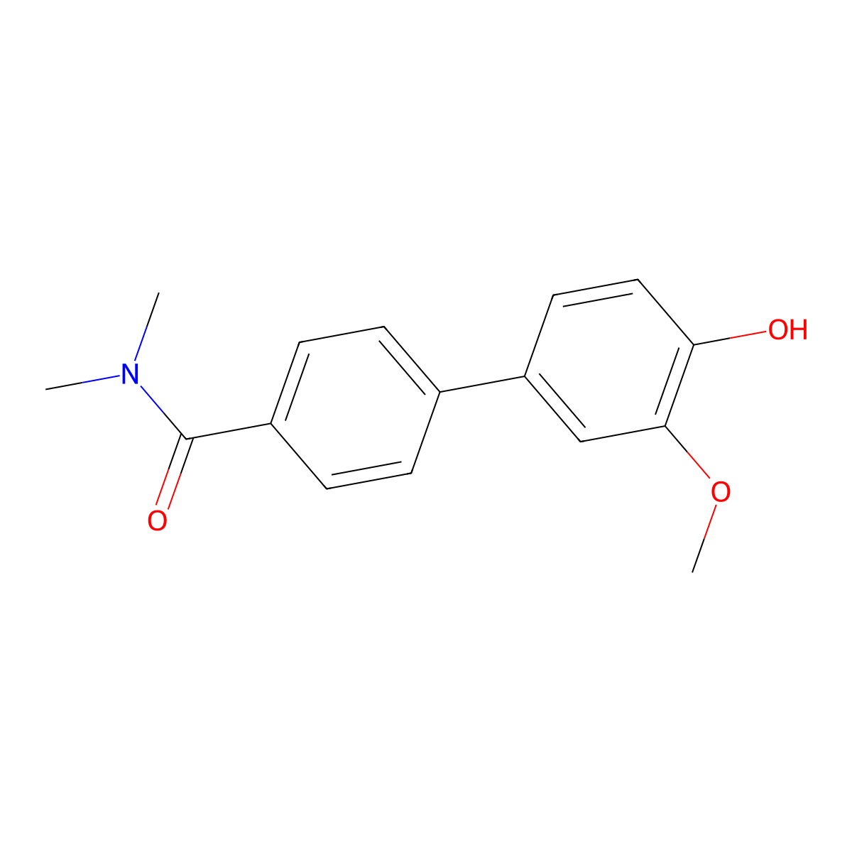 4-[4-(N,N-Dimethylaminocarbonyl)phenyl]-2-methoxyphenol molecular structure, CAS 1261989-68-7