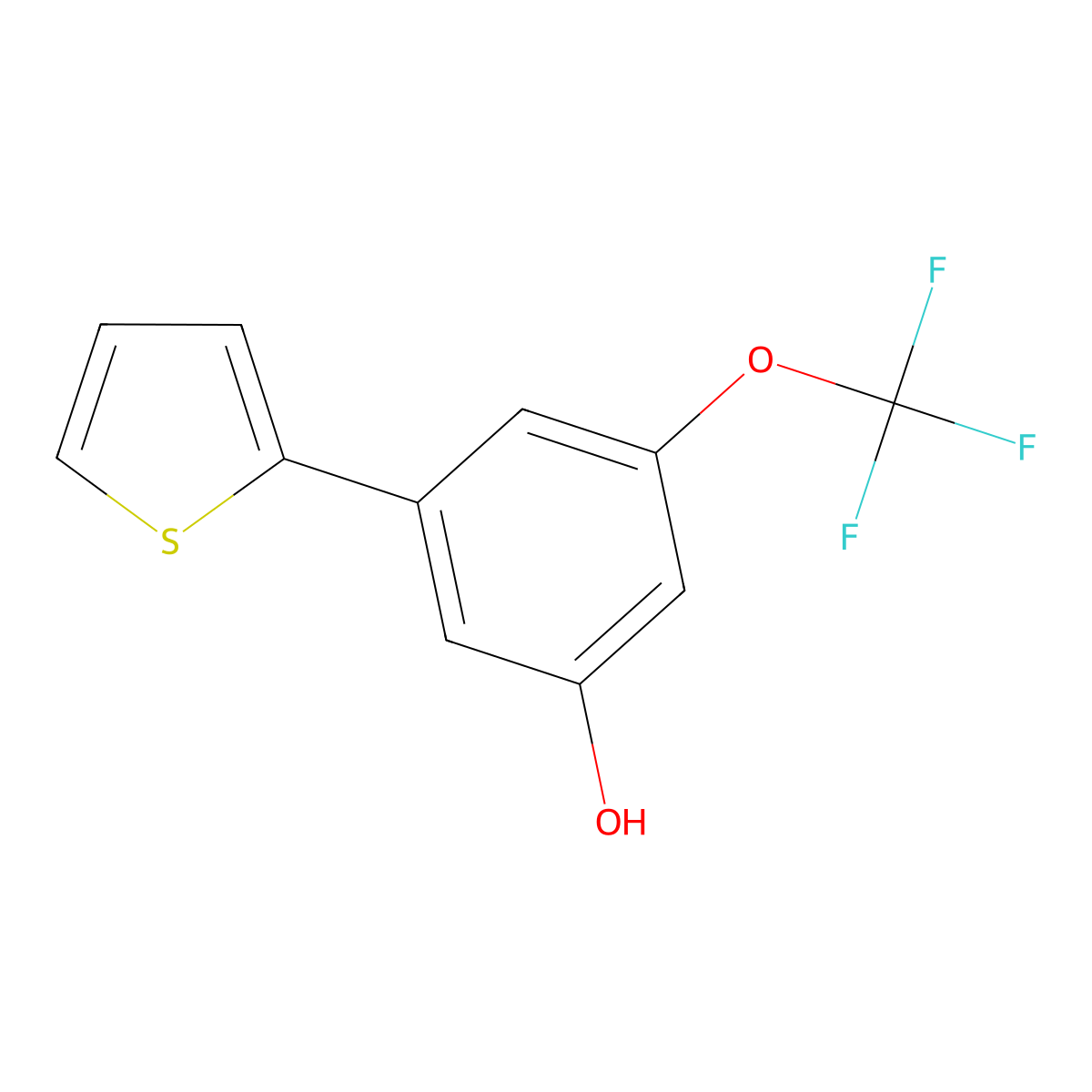 5-(Thiophen-2-YL)-3-trifluoromethoxyphenol molecular structure, CAS 1261989-74-5