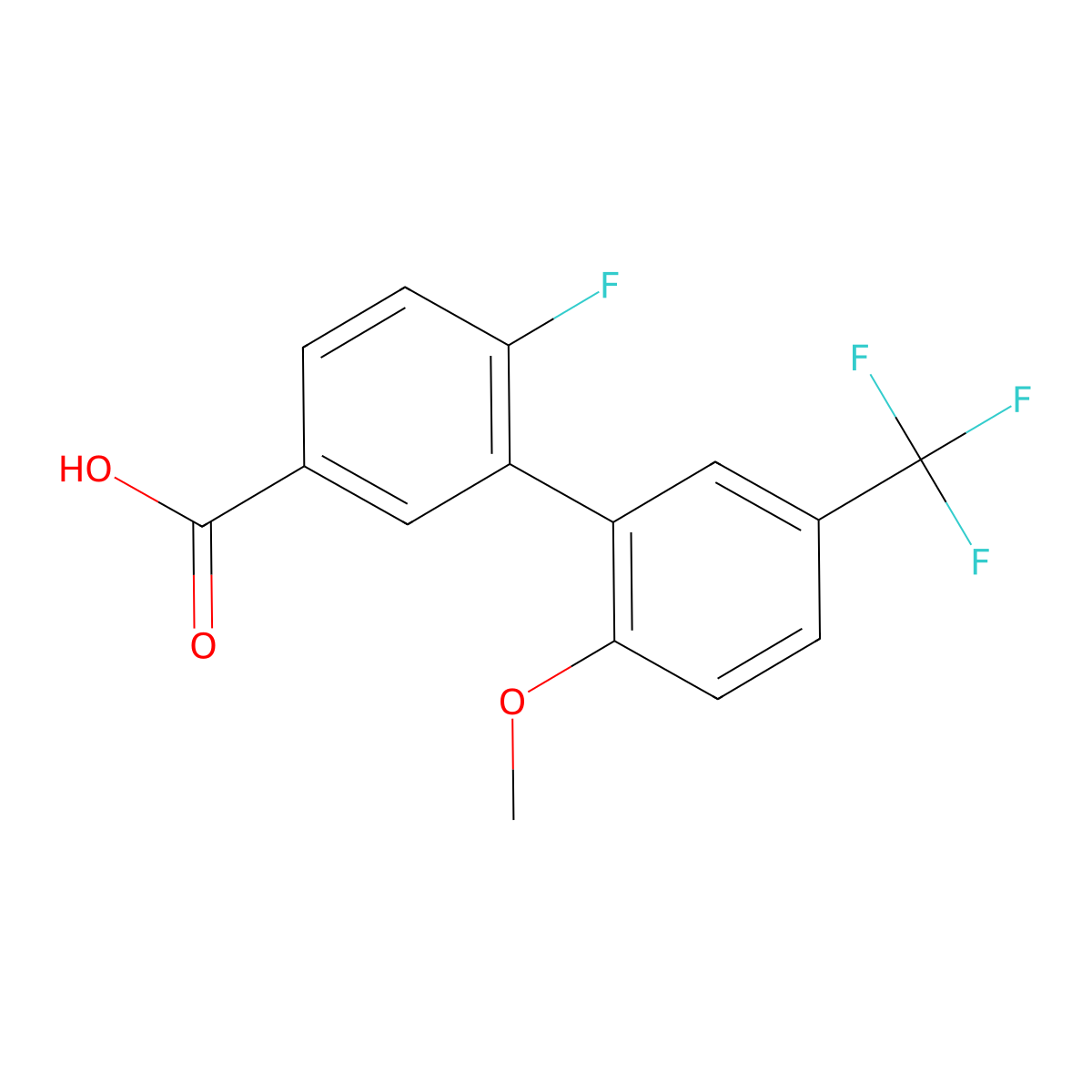 4-Fluoro-3-(2-methoxy-5-trifluoromethylphenyl)benzoic acid molecular structure, CAS 1261989-76-7