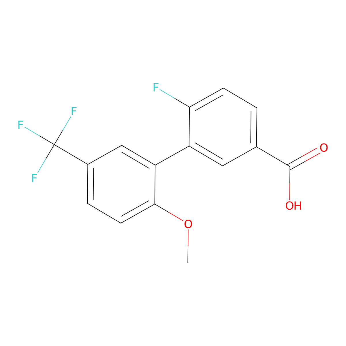 4-Fluoro-3-(2-methoxy-5-trifluoromethylphenyl)benzoic acid molecular structure, CAS 1261989-76-7