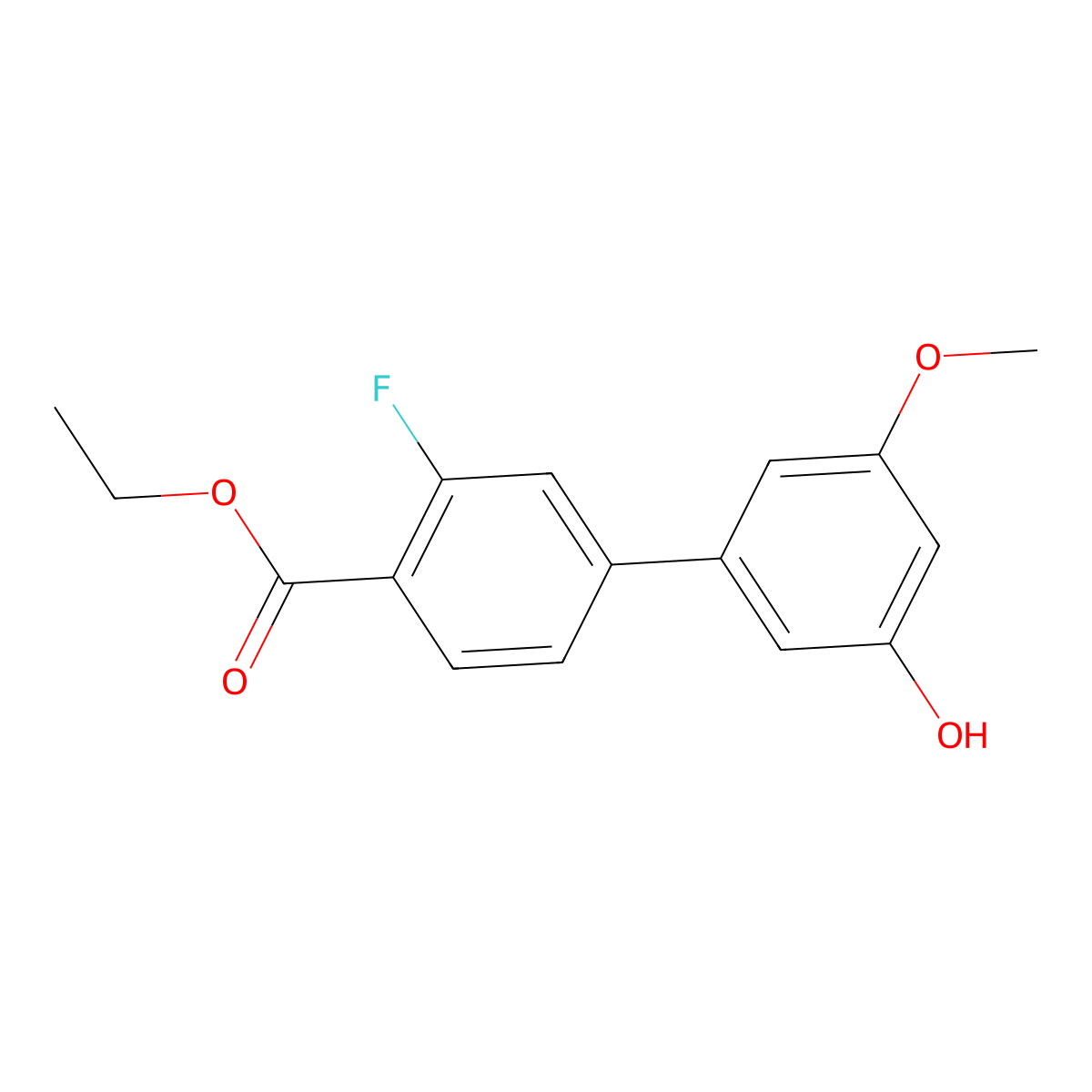 Ethyl 3-fluoro-3'-hydroxy-5'-methoxy[1,1'-biphenyl]-4-carboxylate molecular structure, CAS 1261989-77-8