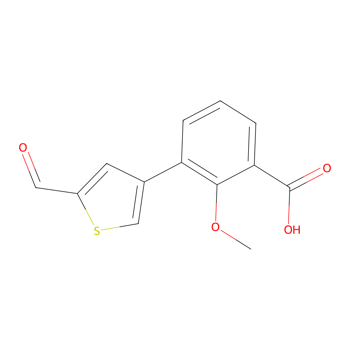 3-(2-Formylthiophen-4-YL)-2-methoxybenzoic acid molecular structure, CAS 1261989-80-3