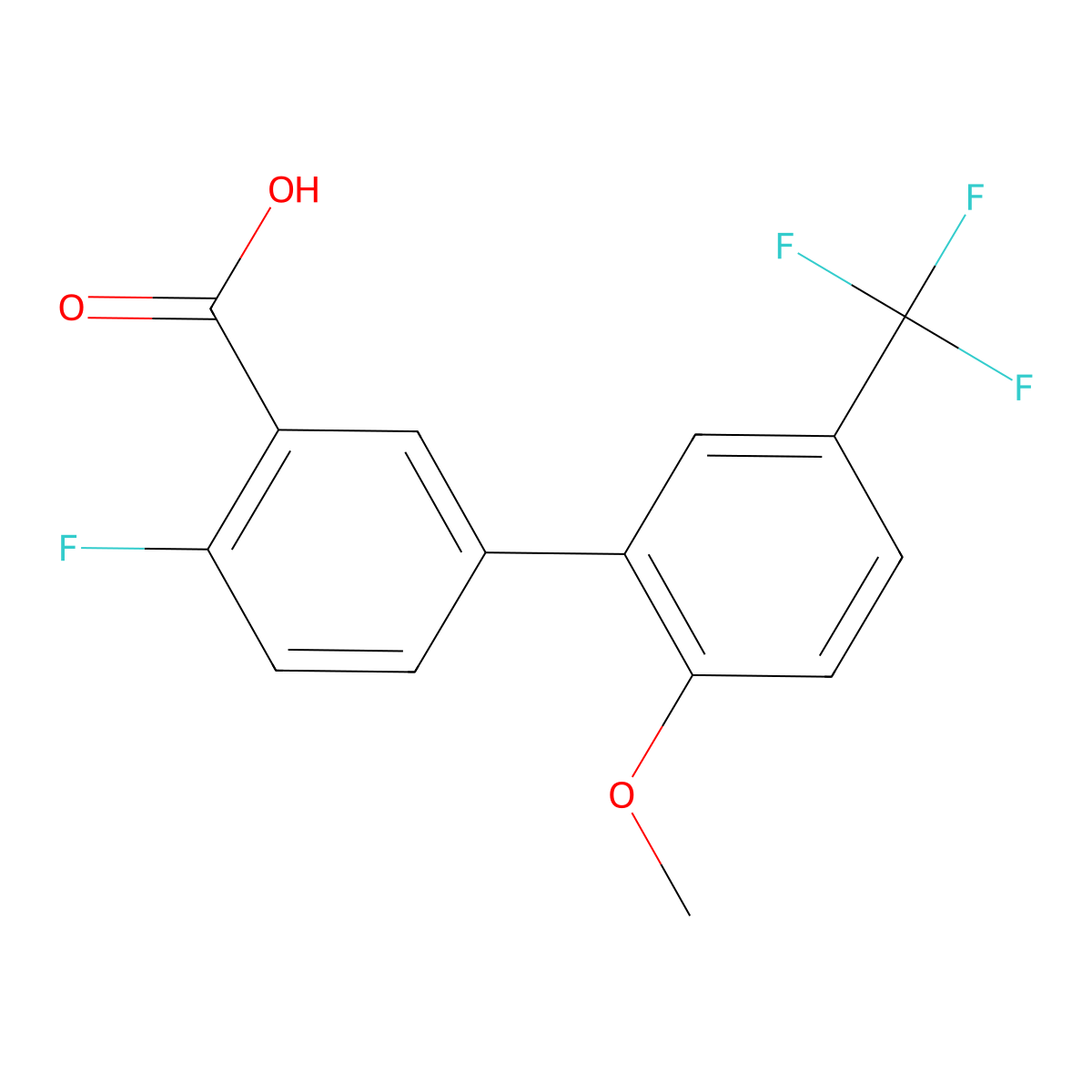 2-Fluoro-5-(2-methoxy-5-trifluoromethylphenyl)benzoic acid molecular structure, CAS 1261989-81-4