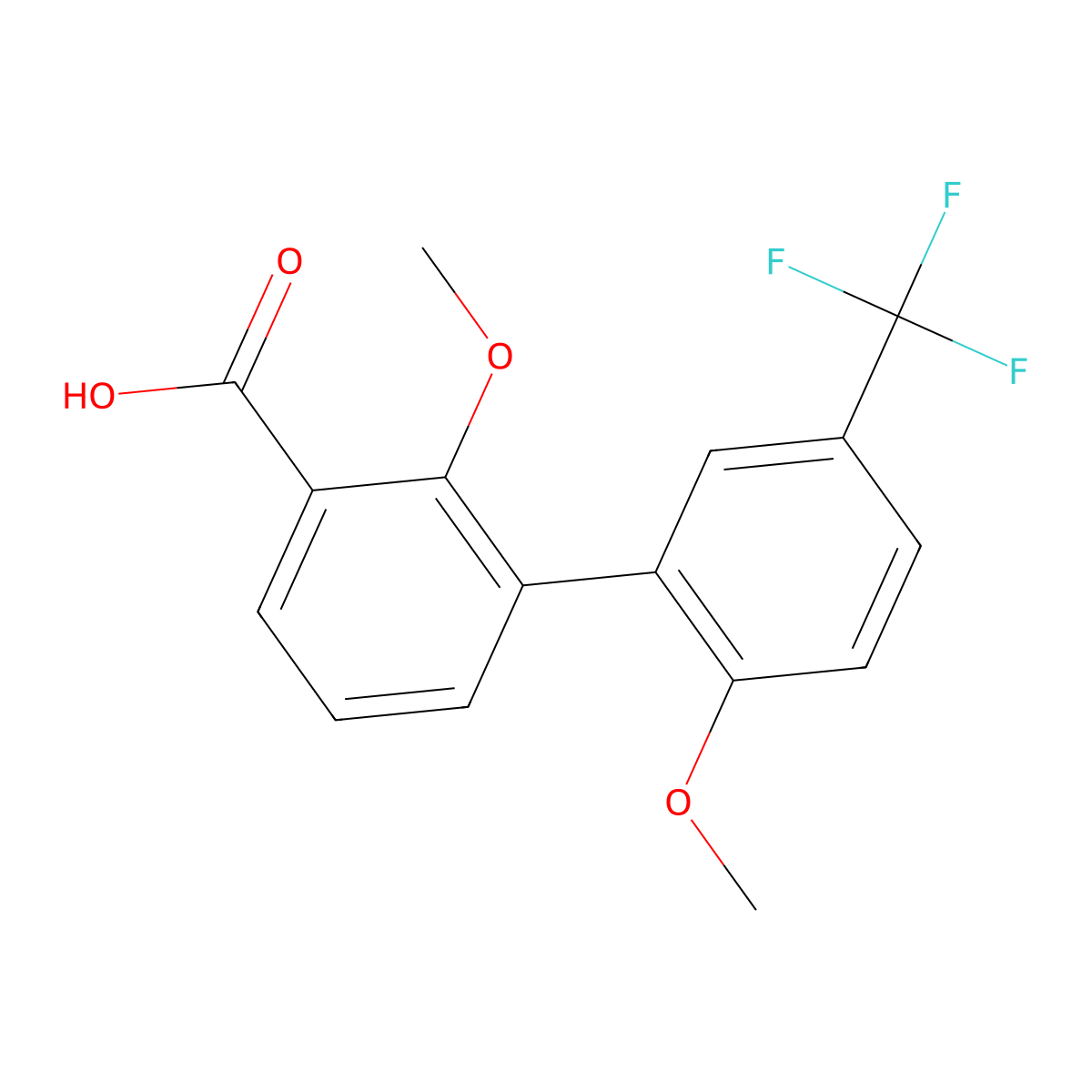3-(2-Methoxy-5-trifluoromethylphenyl)-2-methoxybenzoic acid molecular structure, CAS 1261989-91-6