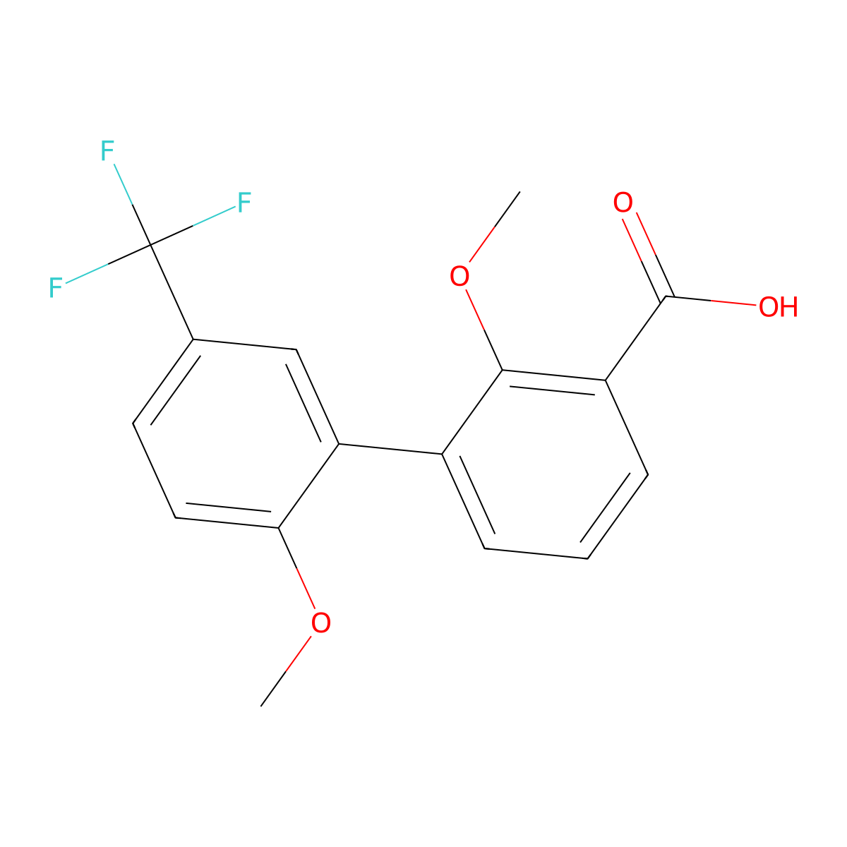 3-(2-Methoxy-5-trifluoromethylphenyl)-2-methoxybenzoic acid molecular structure, CAS 1261989-91-6