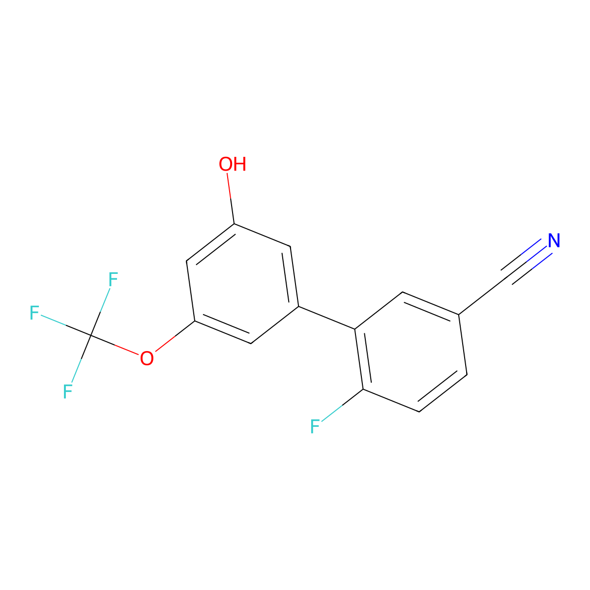 5-(5-Cyano-2-fluorophenyl)-3-trifluoromethoxyphenol molecular structure, CAS 1261990-11-7