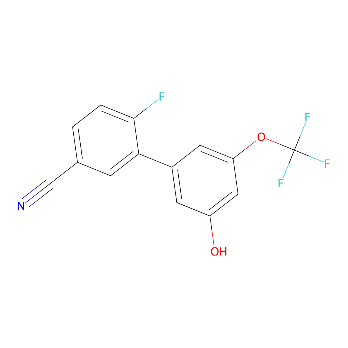 5-(5-Cyano-2-fluorophenyl)-3-trifluoromethoxyphenol molecular structure, CAS 1261990-11-7