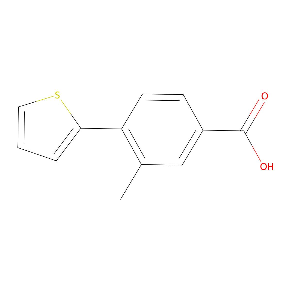 3-Methyl-4-(thiophen-2-YL)benzoic acid molecular structure, CAS 1261990-26-4