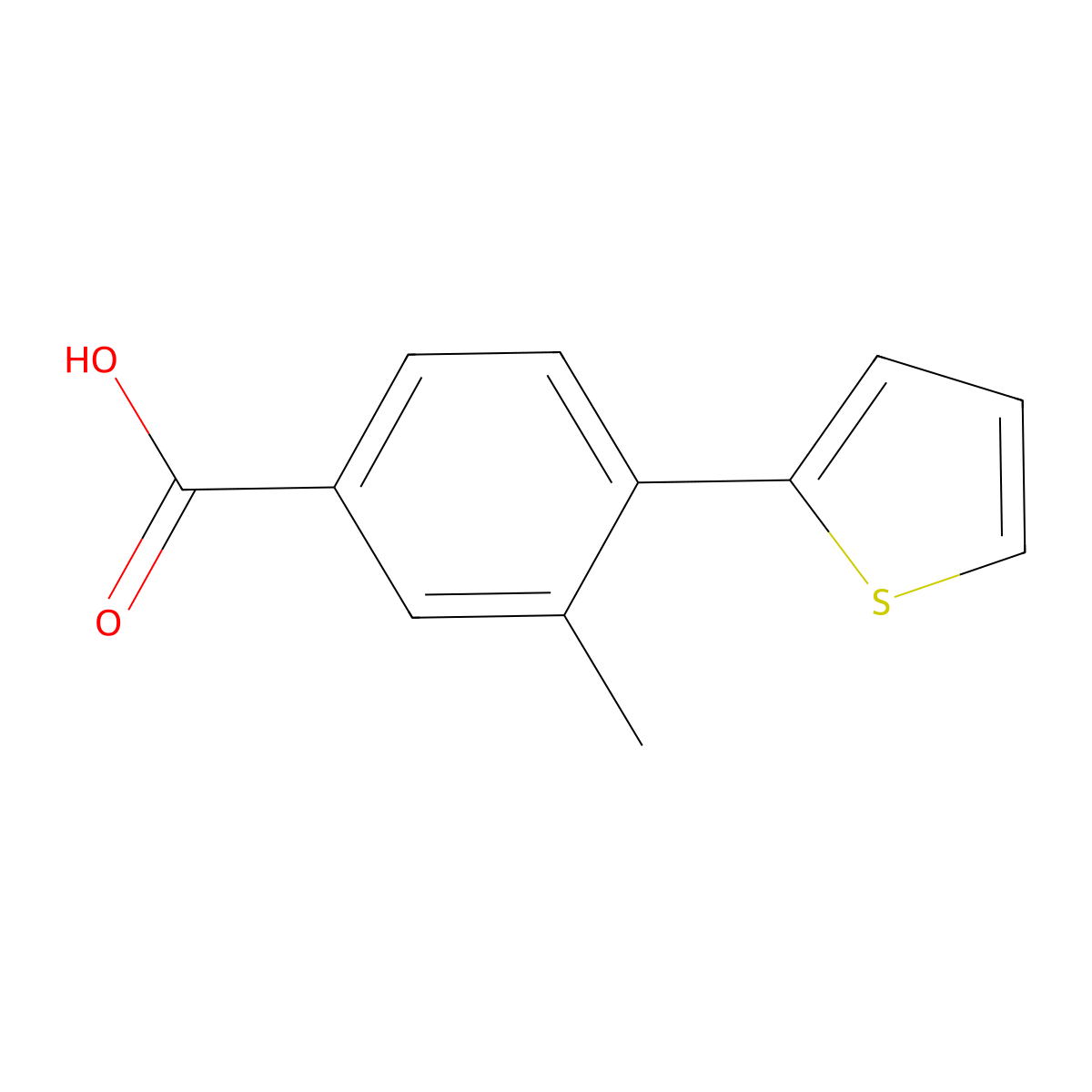 3-Methyl-4-(thiophen-2-YL)benzoic acid molecular structure, CAS 1261990-26-4