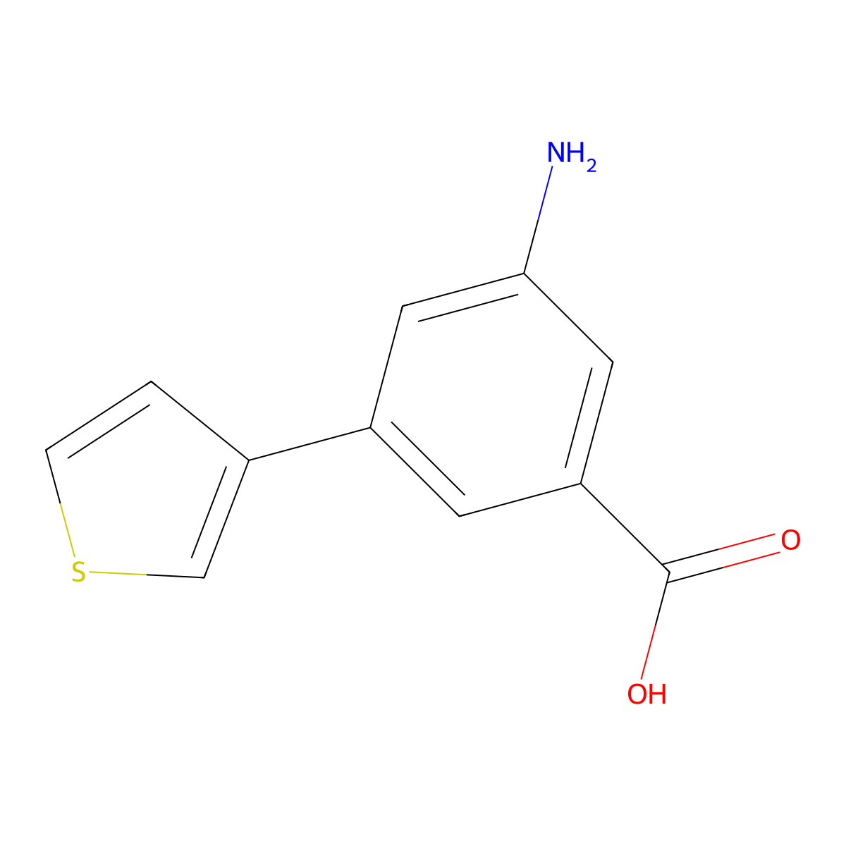 3-Amino-5-(thiophen-3-YL)benzoic acid molecular structure, CAS 1261990-30-0