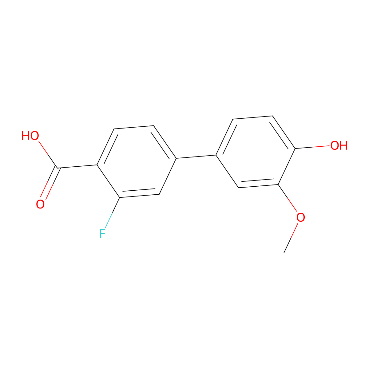 4-(4-Carboxy-3-fluorophenyl)-2-methoxyphenol molecular structure, CAS 1261990-34-4