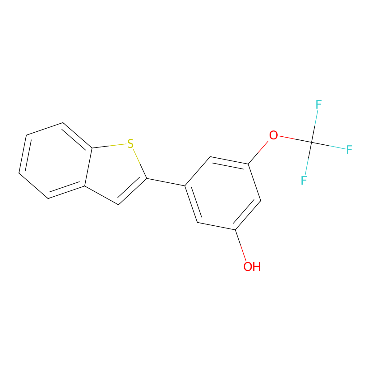 5-[Benzo(B)thiophen-2-YL]-3-trifluoromethoxyphenol molecular structure, CAS 1261990-38-8