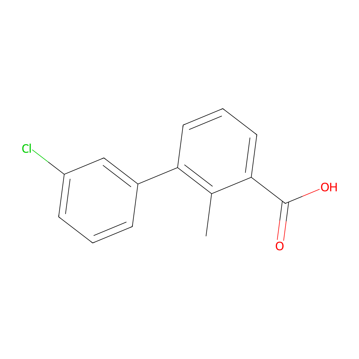 3-(3-Chlorophenyl)-2-methylbenzoic acid molecular structure, CAS 1261990-46-8