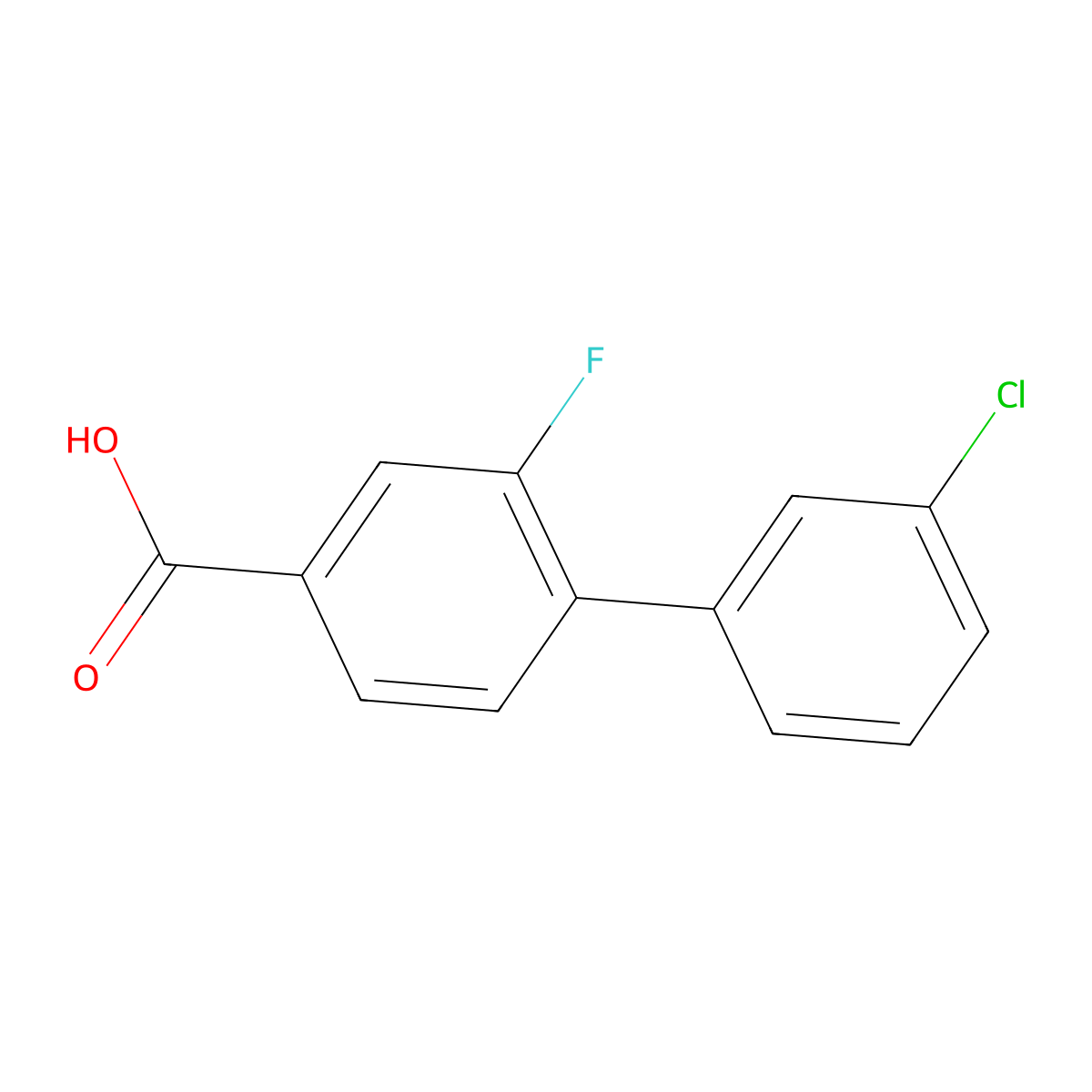 4-(3-Chlorophenyl)-3-fluorobenzoic acid molecular structure, CAS 1261990-53-7