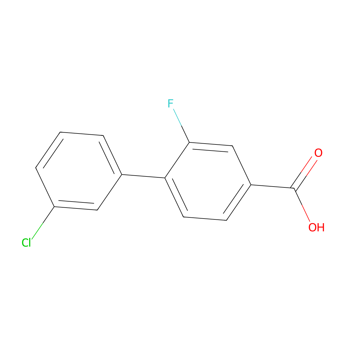 4-(3-Chlorophenyl)-3-fluorobenzoic acid molecular structure, CAS 1261990-53-7