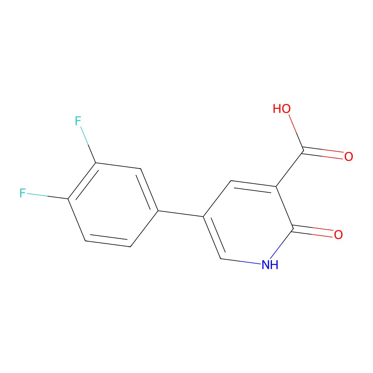 5-(3,4-Difluorophenyl)-2-hydroxynicotinic acid molecular structure, CAS 1261990-73-1