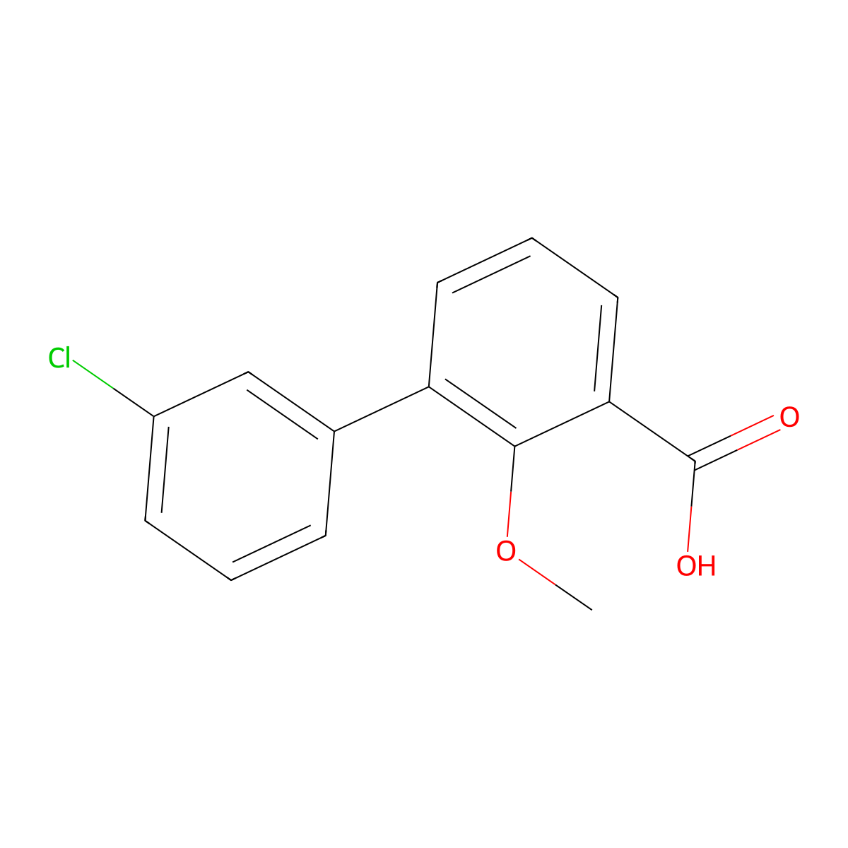 3-(3-Chlorophenyl)-2-methoxybenzoic acid molecular structure, CAS 1261990-78-6