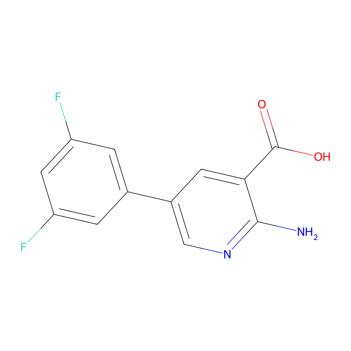 2-Amino-5-(3,5-difluorophenyl)pyridine-3-carboxylic acid molecular structure, CAS 1261990-81-1