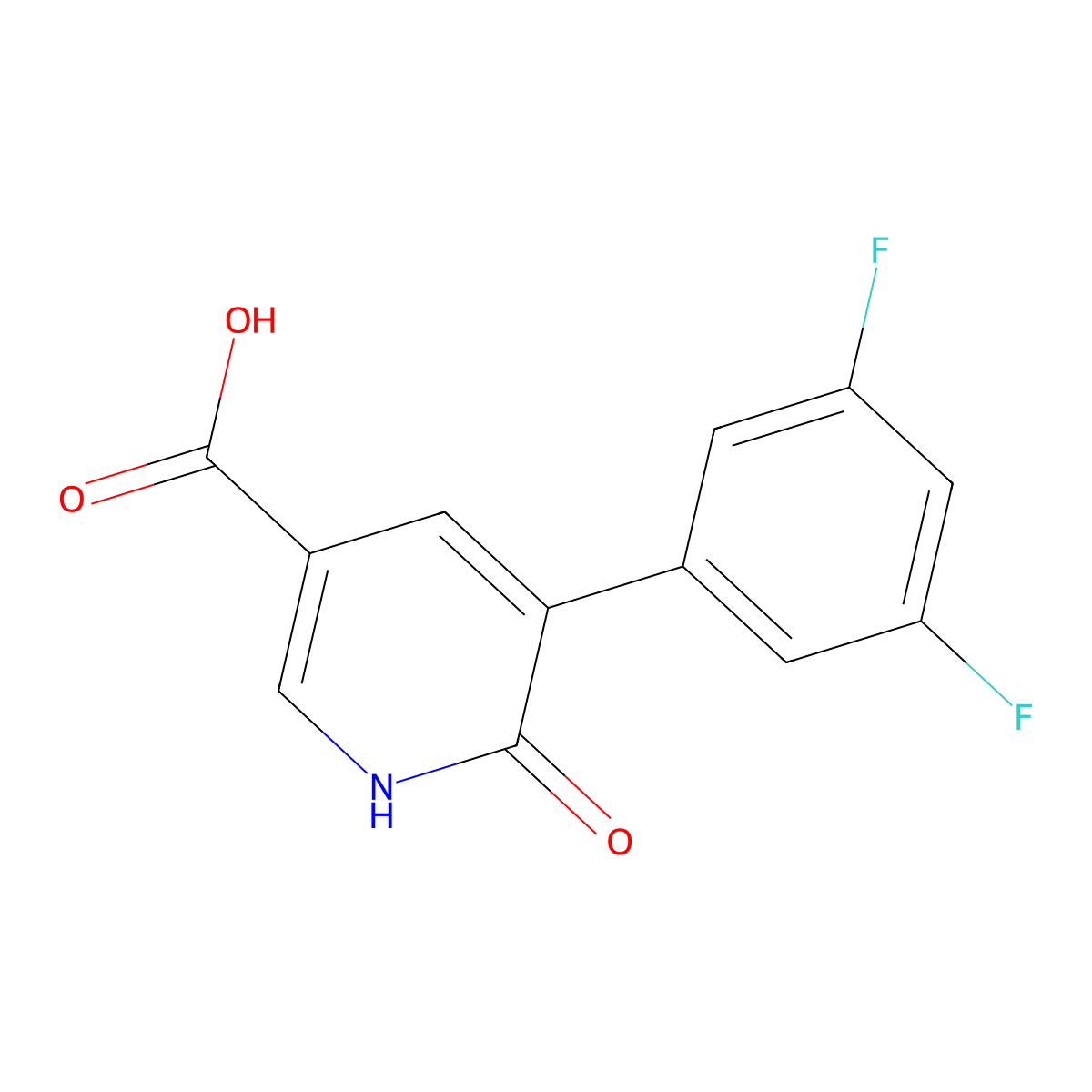 5-(3,5-Difluorophenyl)-6-hydroxynicotinic acid molecular structure, CAS 1261990-87-7