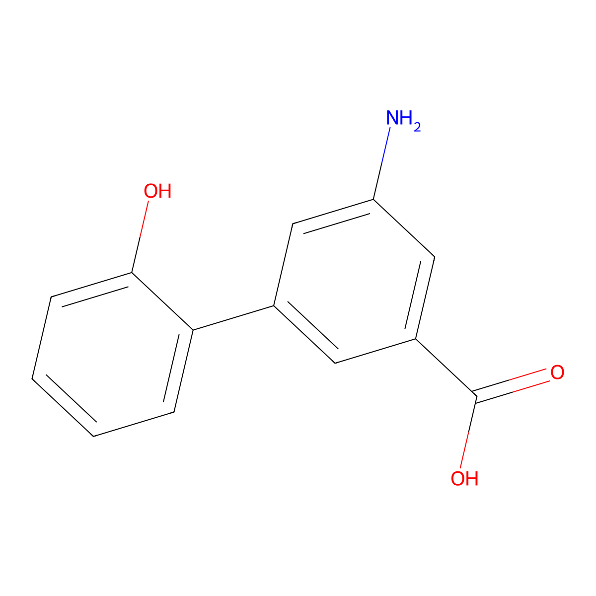 3-Amino-5-(2-hydroxyphenyl)benzoic acid molecular structure, CAS 1261990-98-0