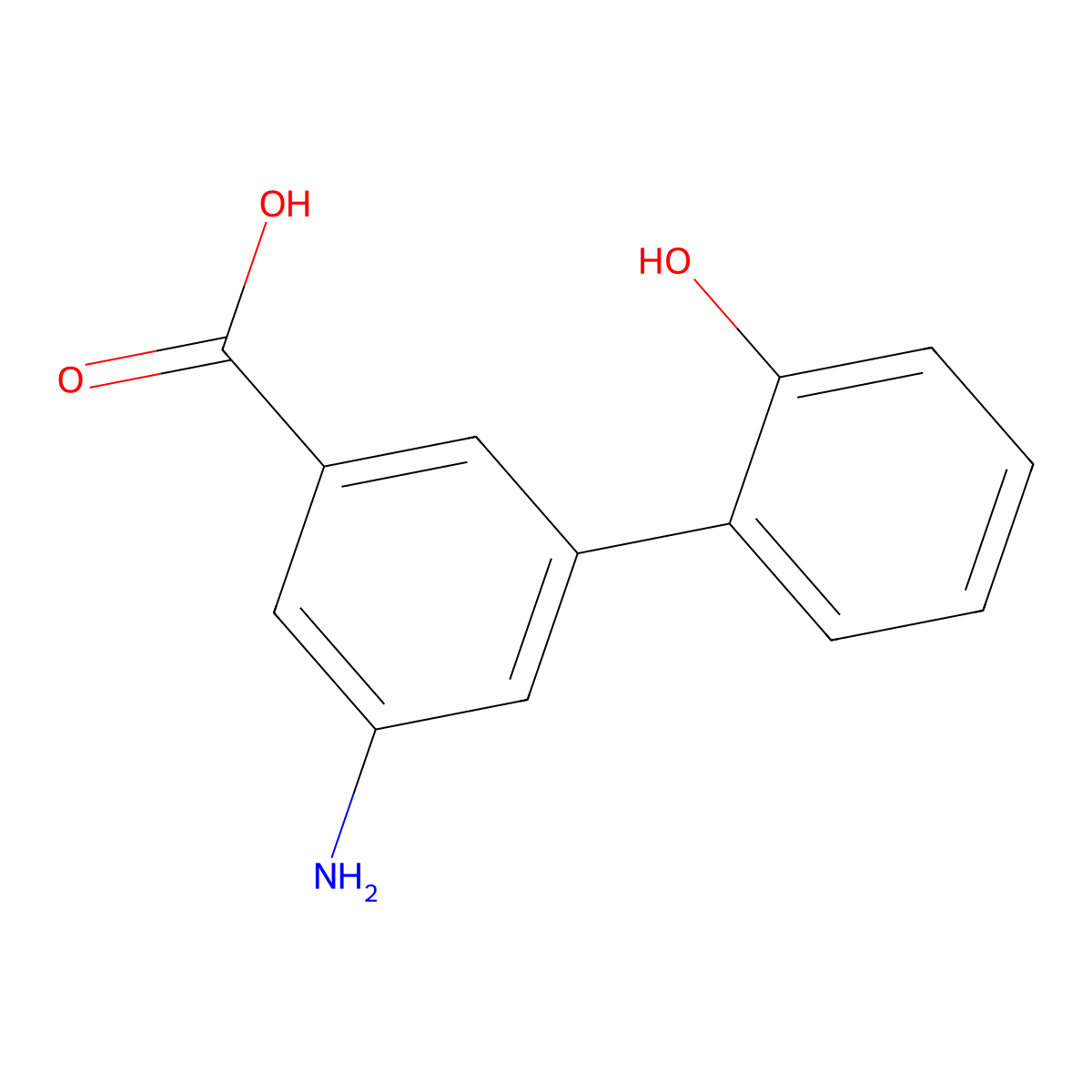 3-Amino-5-(2-hydroxyphenyl)benzoic acid molecular structure, CAS 1261990-98-0