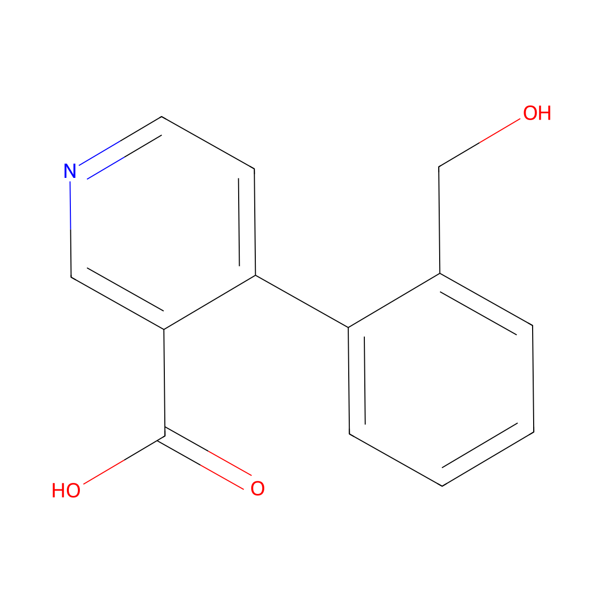 4-(2-Hydroxymethylphenyl)nicotinic acid molecular structure, CAS 1261991-34-7