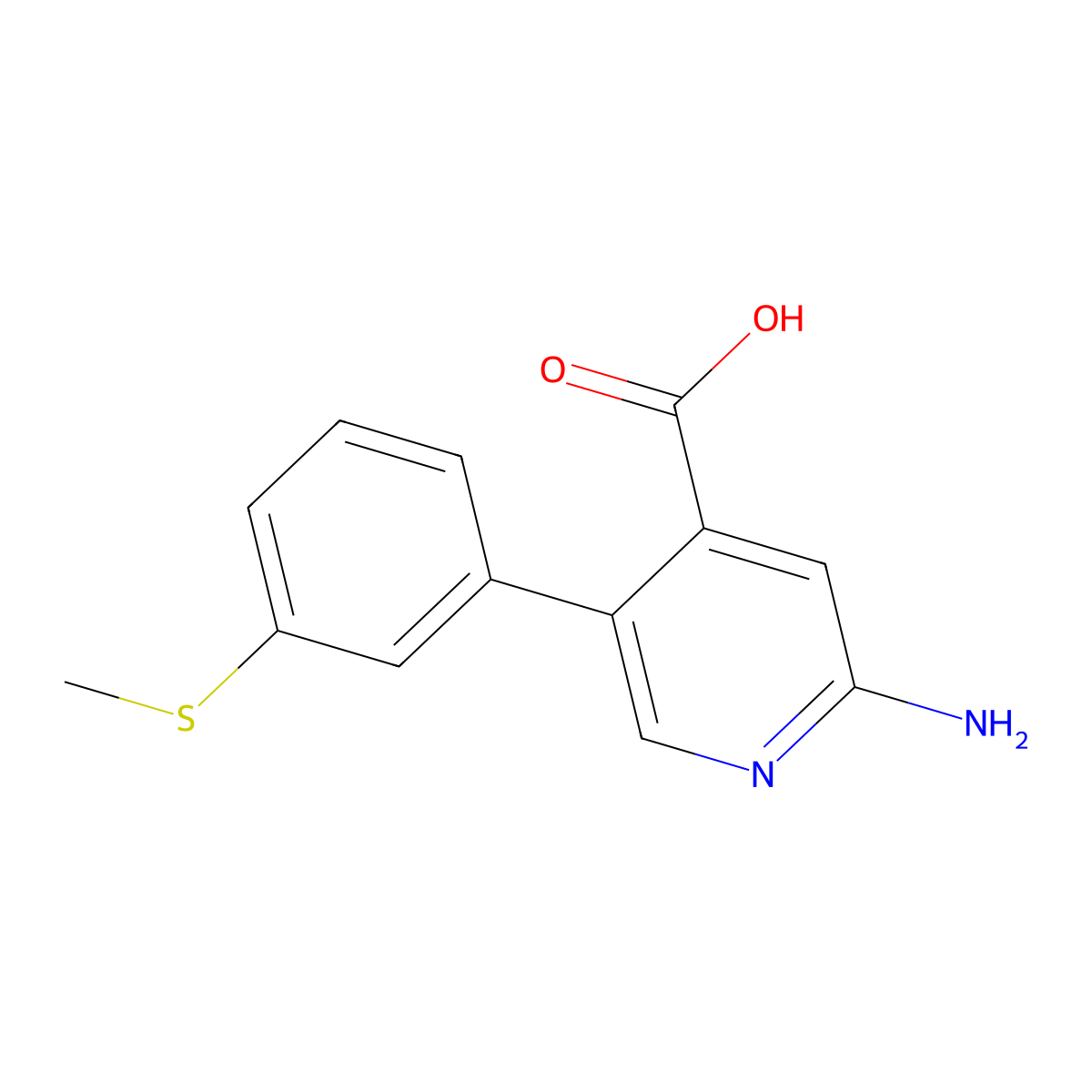 2-Amino-5-(3-methylthiophenyl)isonicotinic acid molecular structure, CAS 1261991-62-1