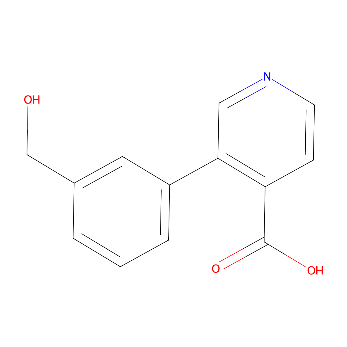 3-(3-Hydroxymethylphenyl)isonicotinic acid molecular structure, CAS 1261991-78-9