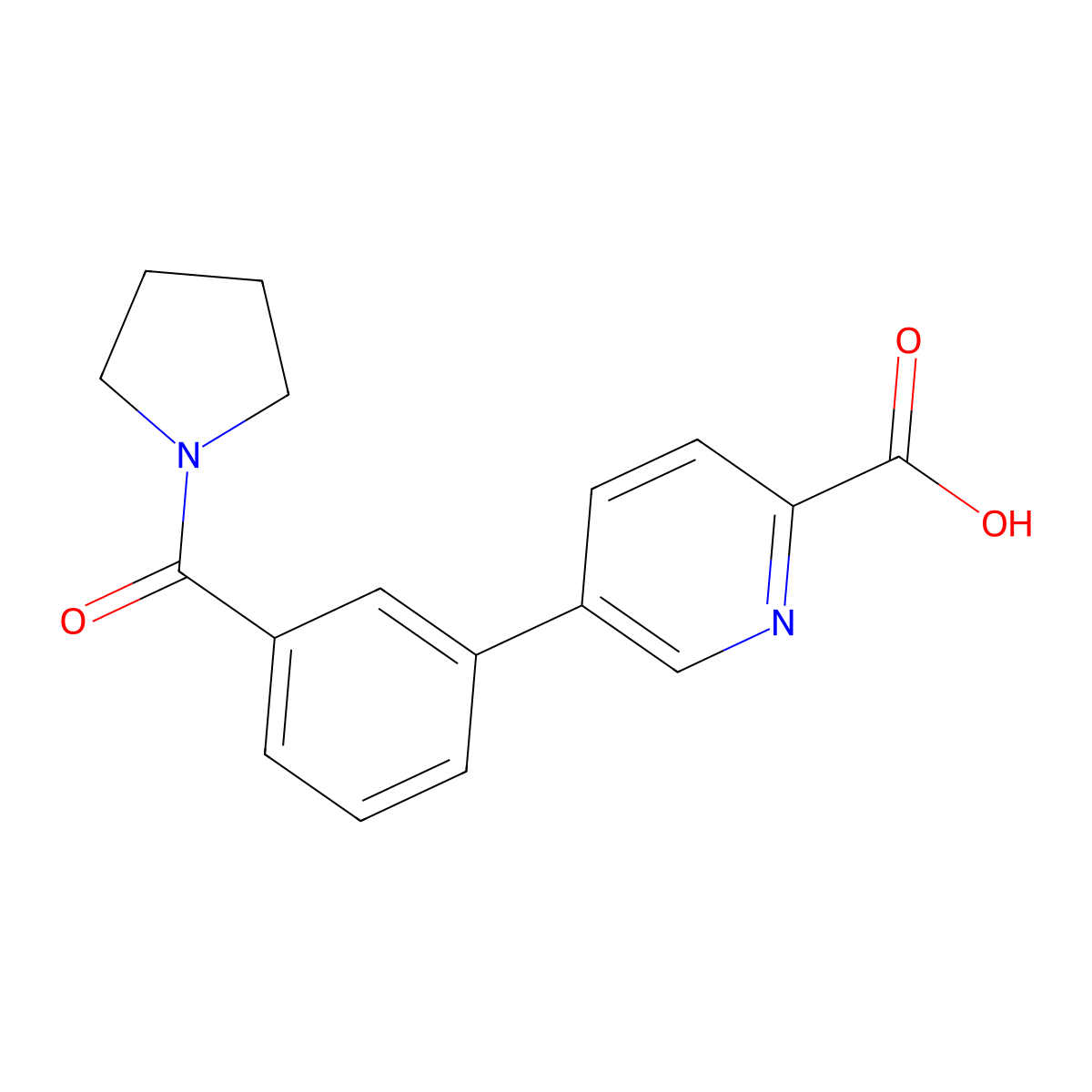 5-(3-Pyrrolidinylcarbonylphenyl)picolinic acid molecular structure, CAS 1261991-89-2
