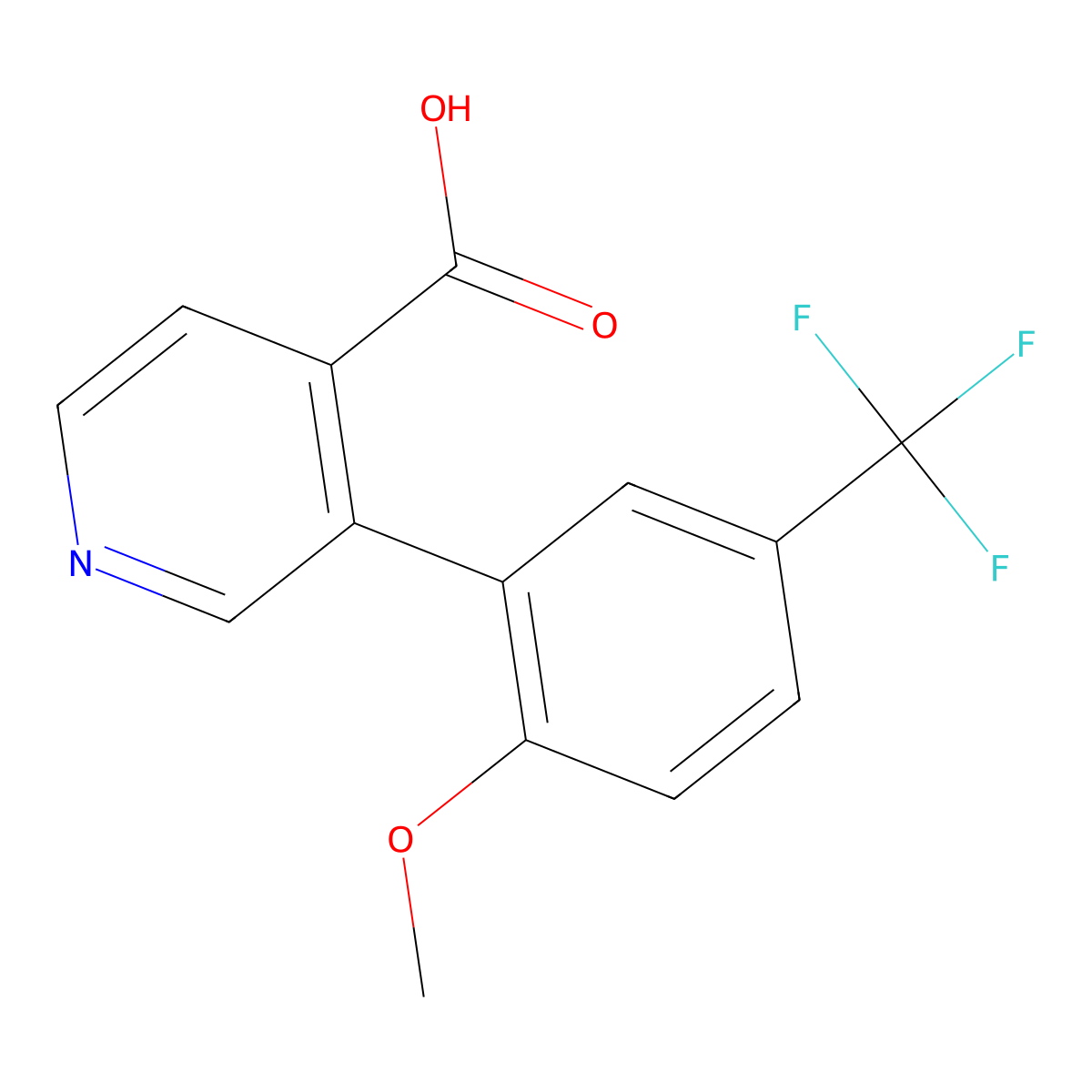 3-[2-Methoxy-5-(trifluoromethyl)phenyl]pyridine-4-carboxylic acid molecular structure, CAS 1261991-93-8